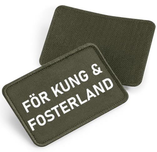 För Kung & Fosterland - tygpatch med kardborre (Military green Onesize)