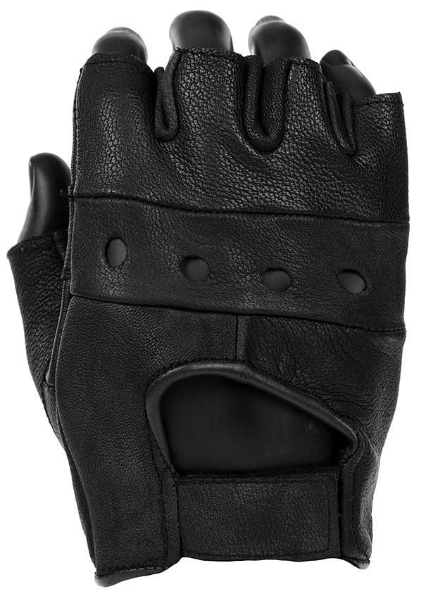 Fingerlösa skinnhandskar (Black L)
