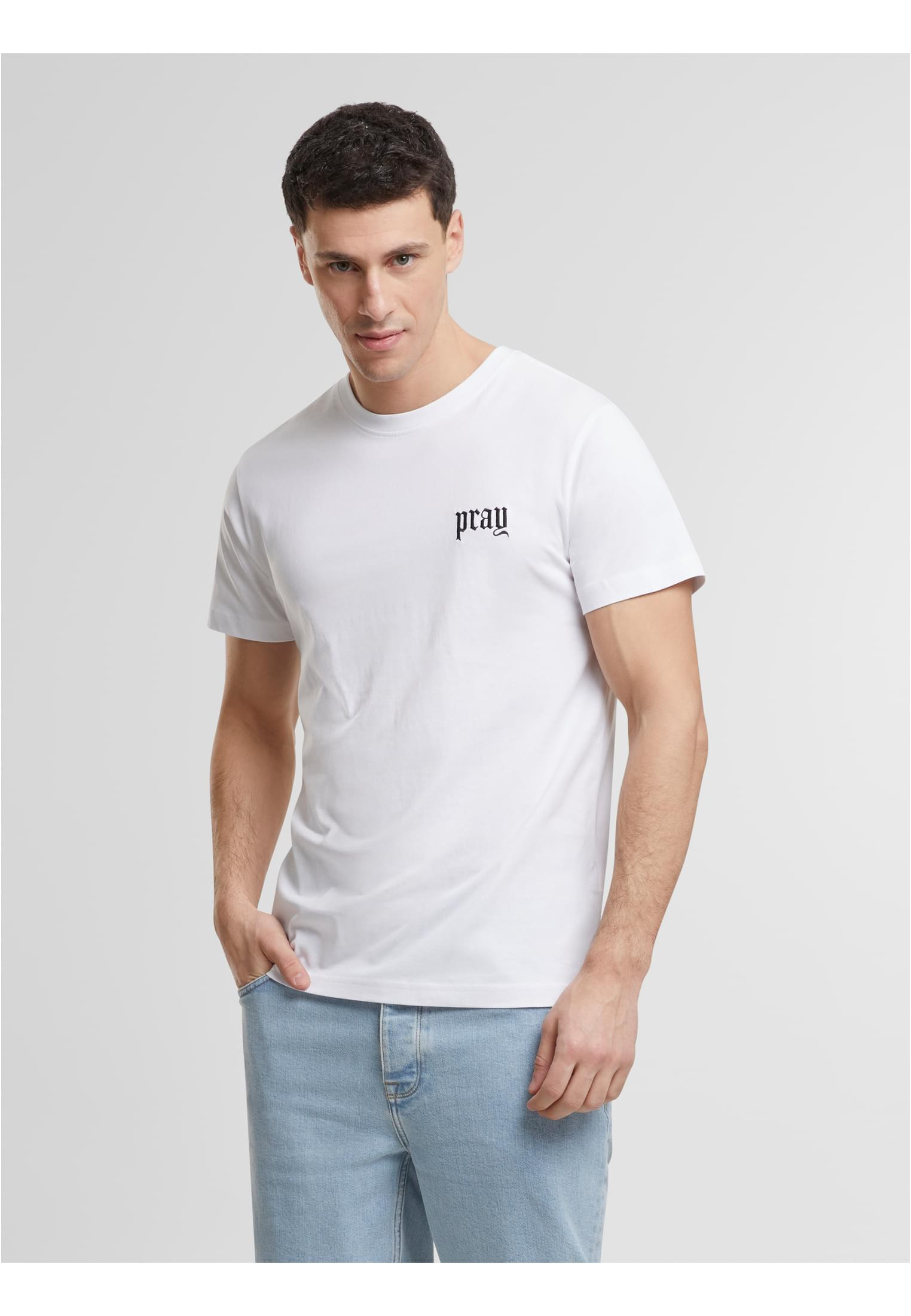 Pray Old English Wording T-shirt (3XL white)