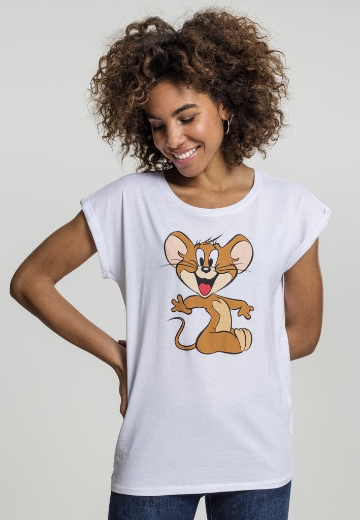 Vit t-shirt med Tom & Jerry dam (L Vit)