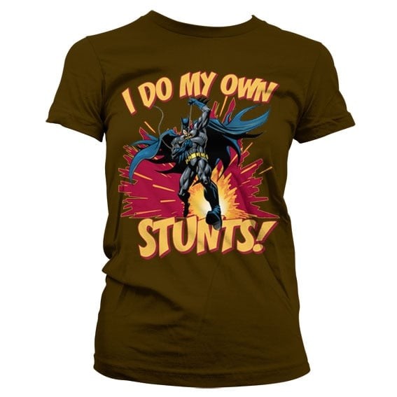 Batman - I Do My Own Stunts Girly Tee (L Brown)
