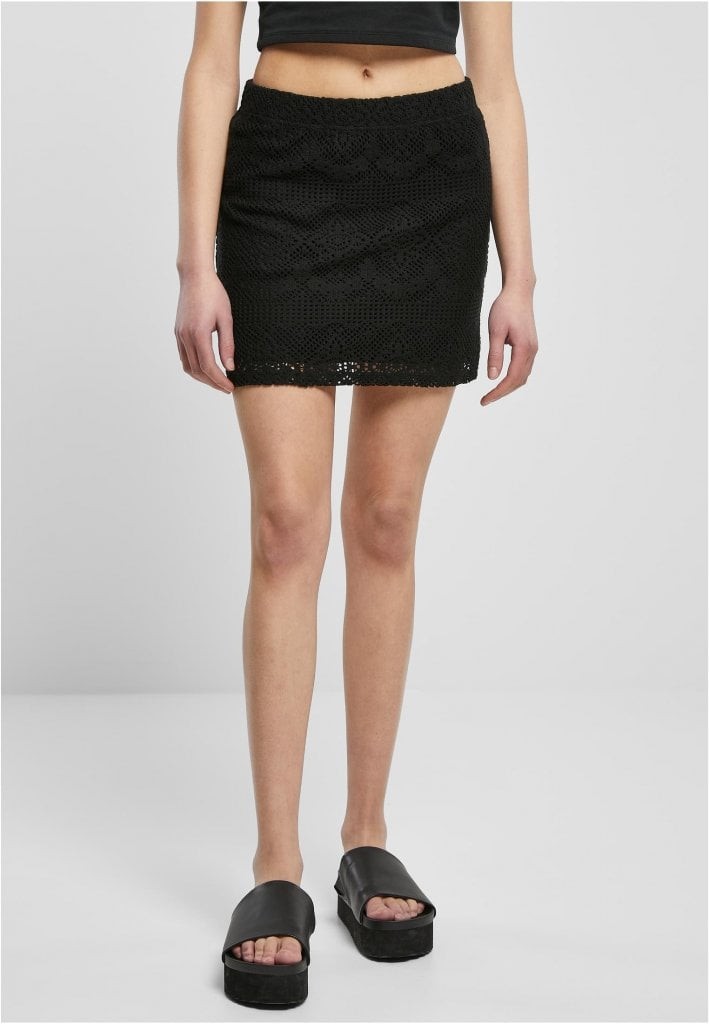 Virkad minikjol i spets (black L)