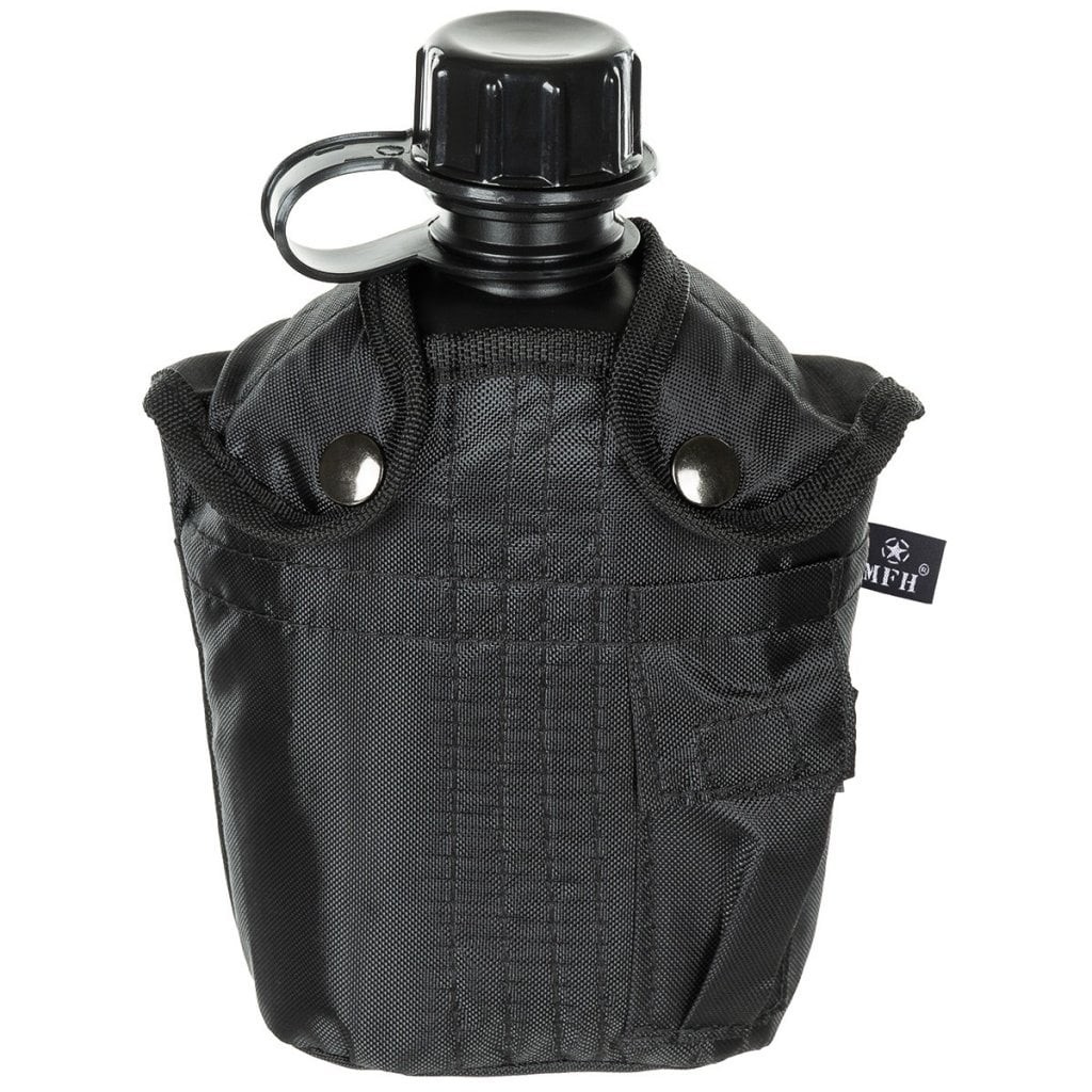 US fältflaska med fodral (black)
