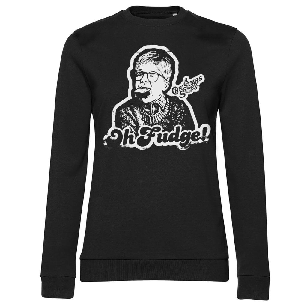 A Christmas Story - Oh Fudge Girly Sweatshirt (Black L)