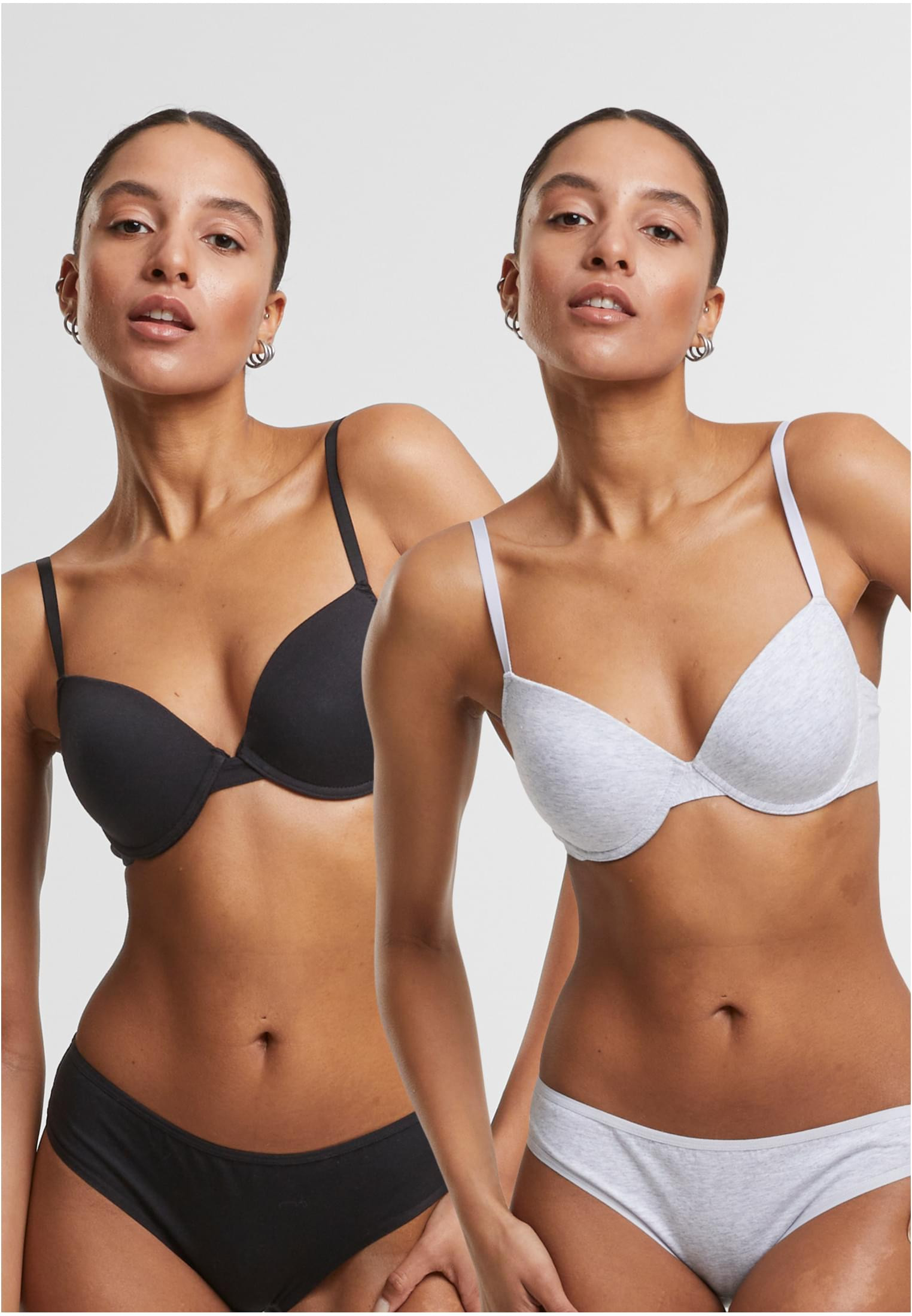 Basic Cotton Bra 2-Pack (70A black+heathergrey)
