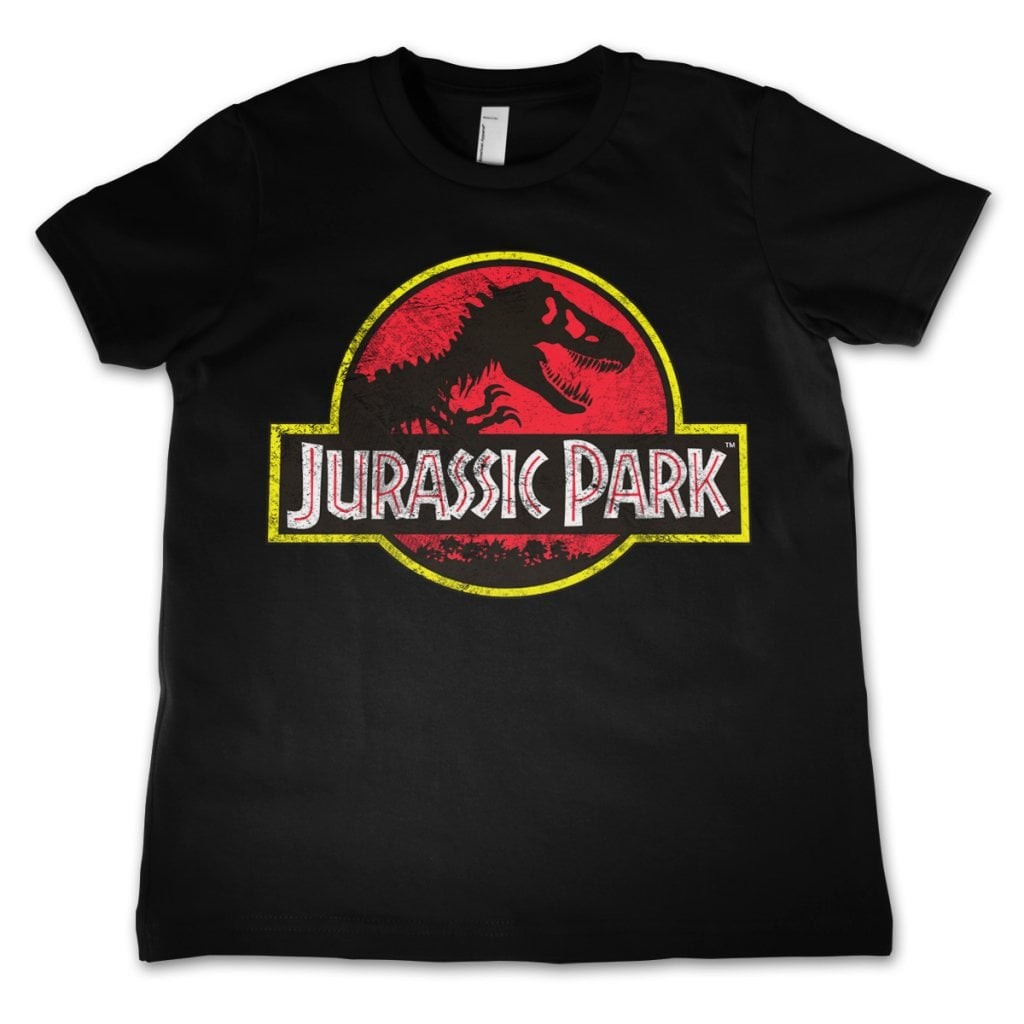 Jurassic Park Distressed Logo Kids T-Shirt (3-4 år Black)