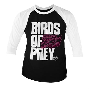 Birds Of Prey Logo Baseball 3/4 Sleeve Tee (L White-Black)