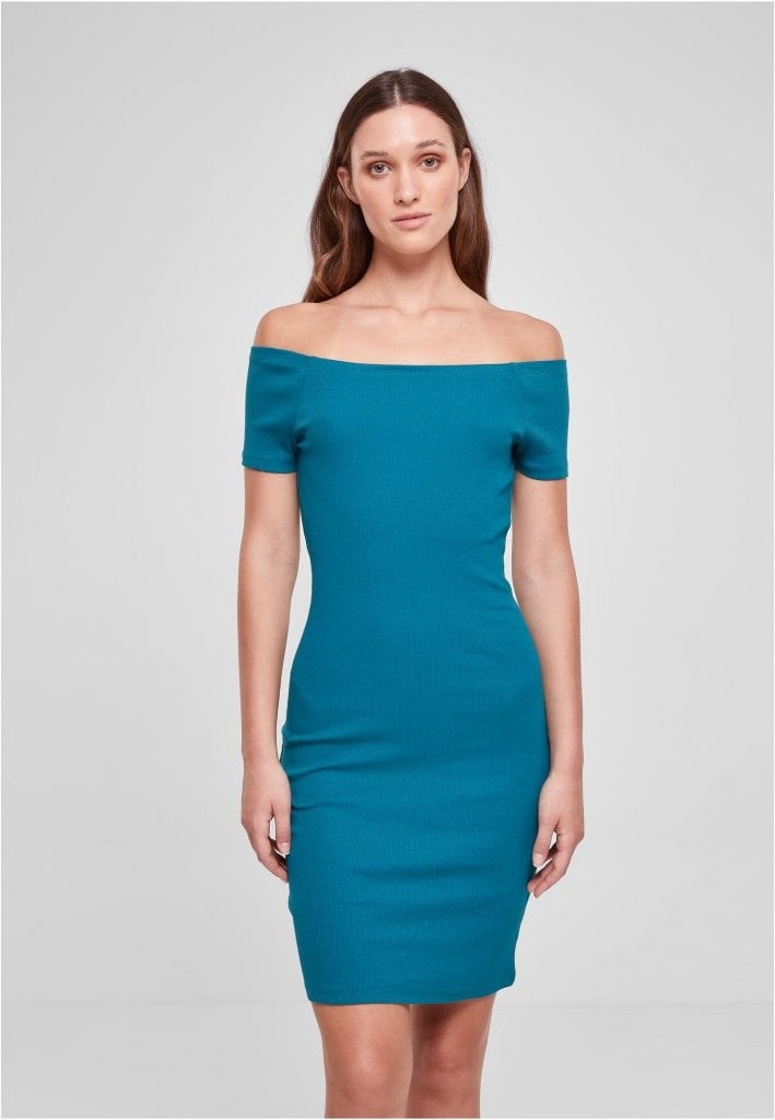 Ladies Off Shoulder Rib Dress (3XL paleleaf)