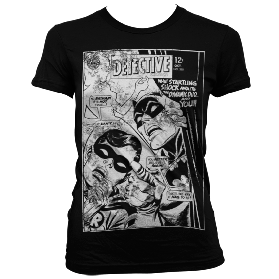 Batman - Dynamic Duo Distressed Girly T-Shirt (Black L)
