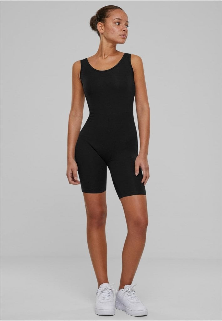 Stretchig jumpsuit med korta ärmar och ben (black XS)