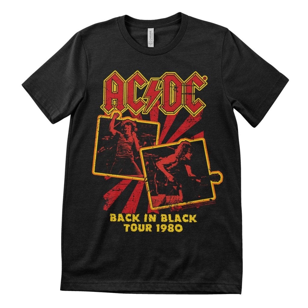 AC/DC - Back In Black Tour 1980 T-Shirt (Black M)