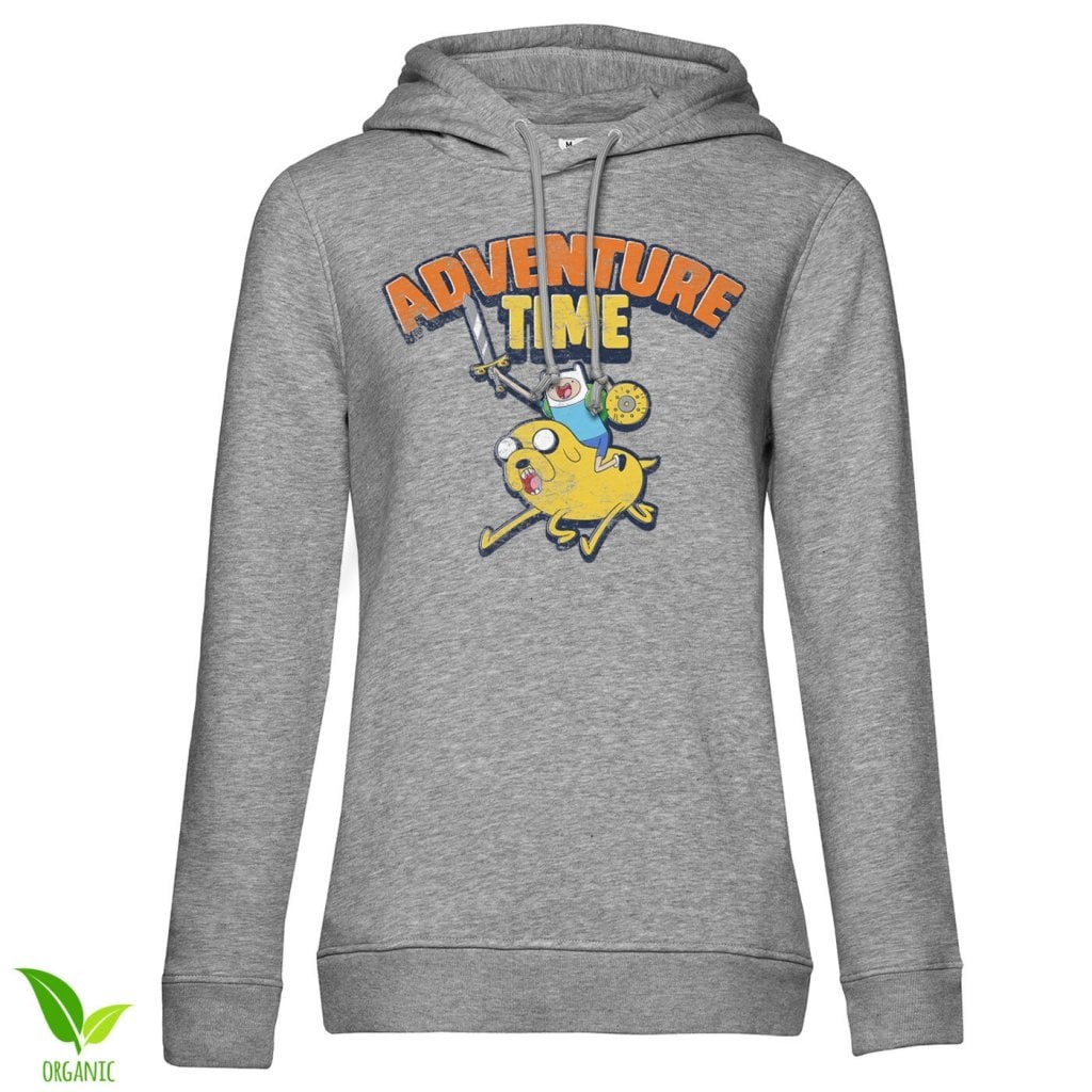 Adventure Time Washed Girls Hoodie (HeatherGrey L)