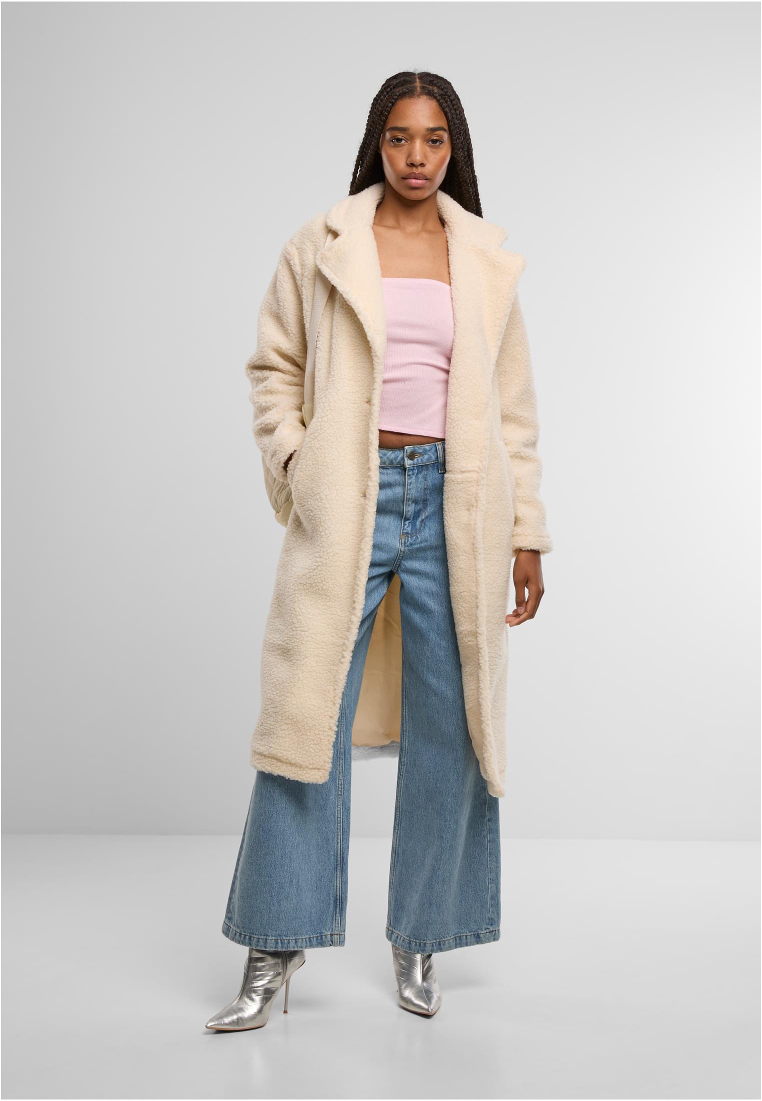 Ladies Teddy Long Coat Whitesand (L whitesand)