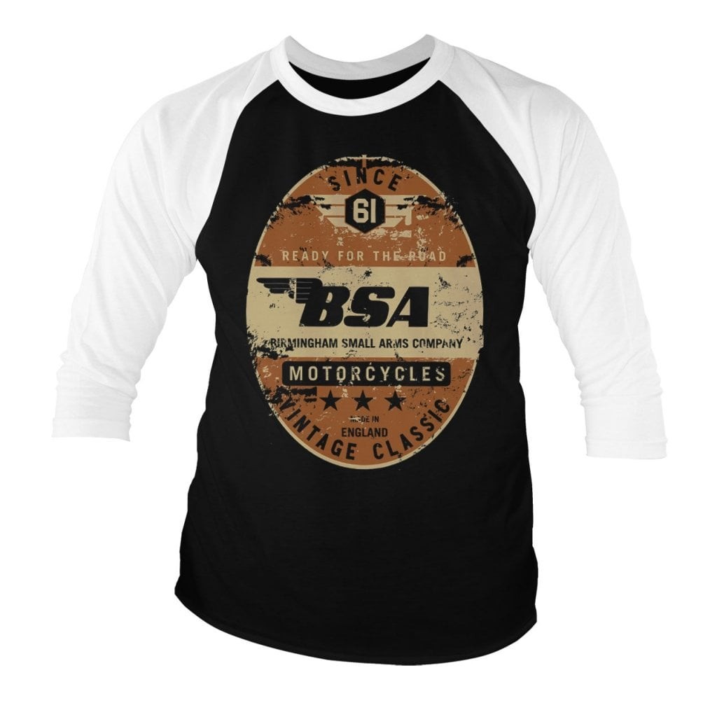 B.S.A. - Birmingham S Arms Co. Baseball 3/4 Sleeve Tee (S WhiteBlack)