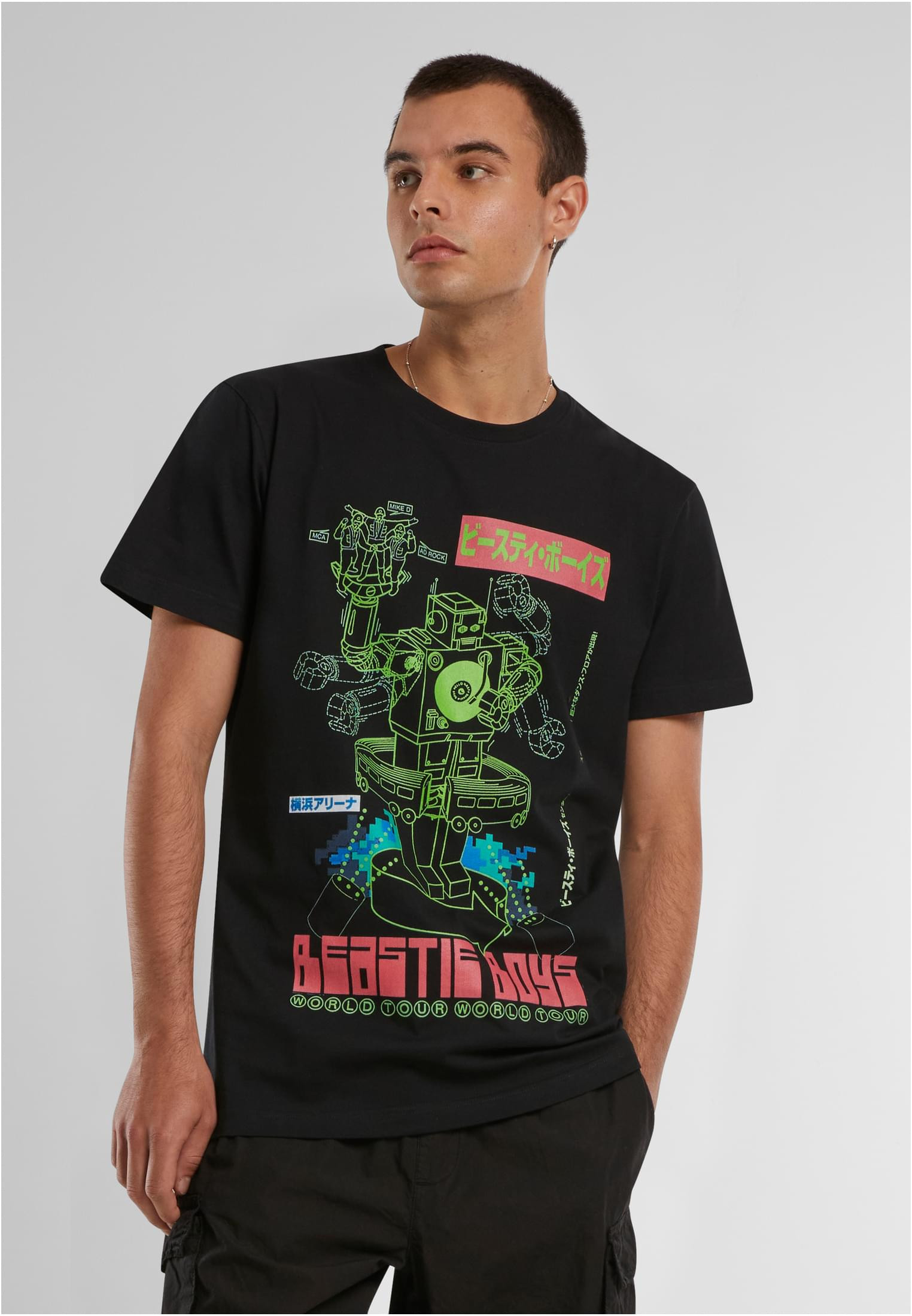 Robot med text Beastie Boys Robot Tee T-shirt – svart (S svart)