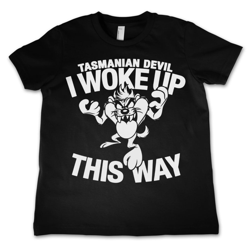 Tasmanian Devil - I Woke Up This Way Kids T-Shirt (3-4 år Black)