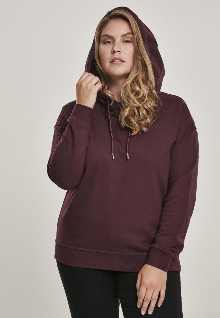 Huvtröja plus size dam (3XL Vinröd)