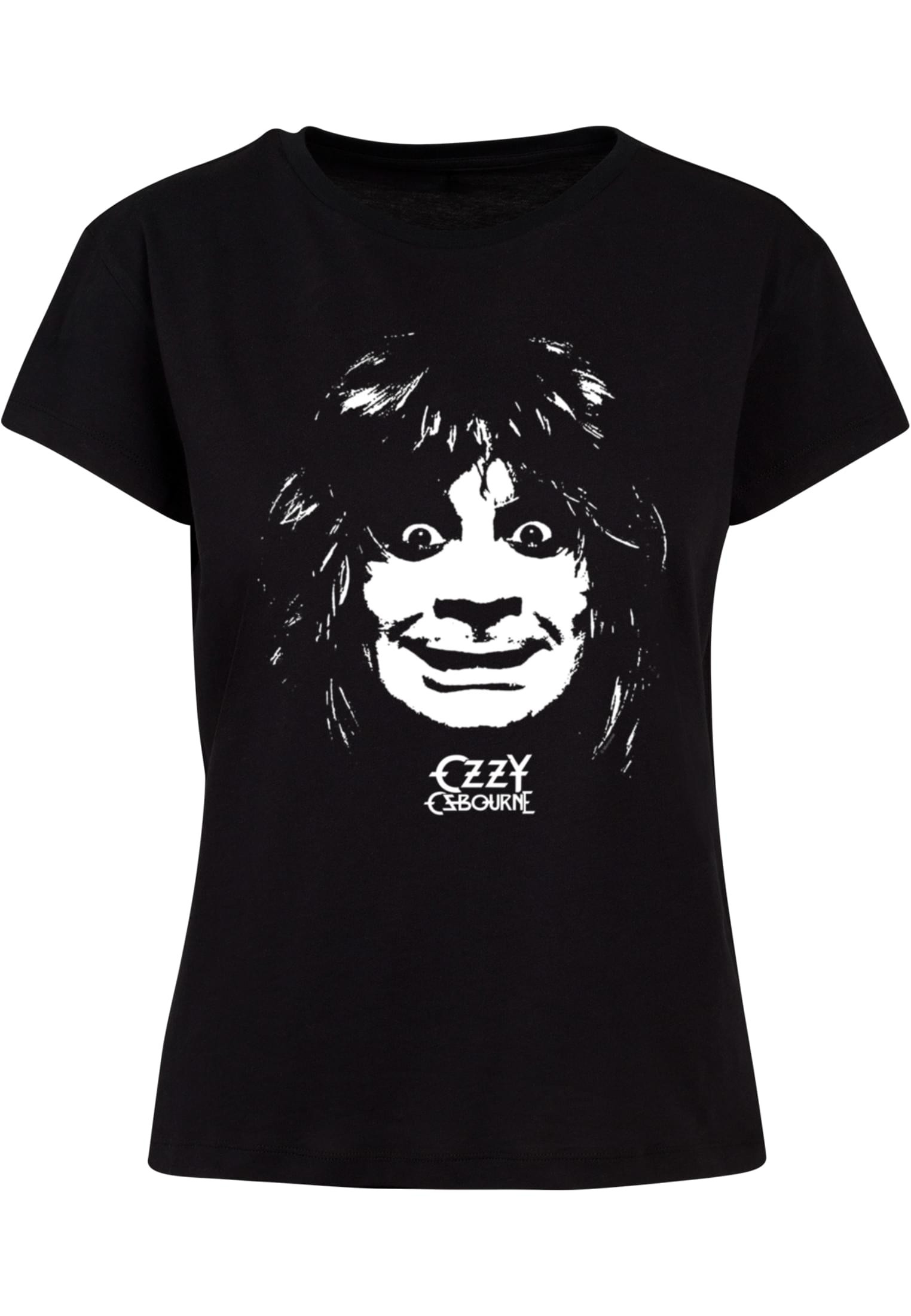 T-shirt med ansikte tryck – svart (L svart)