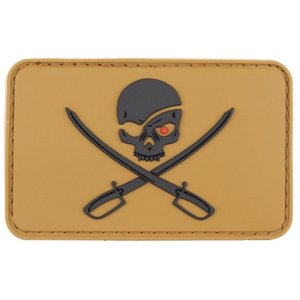 Skull with Swords PVC patch coyote tan