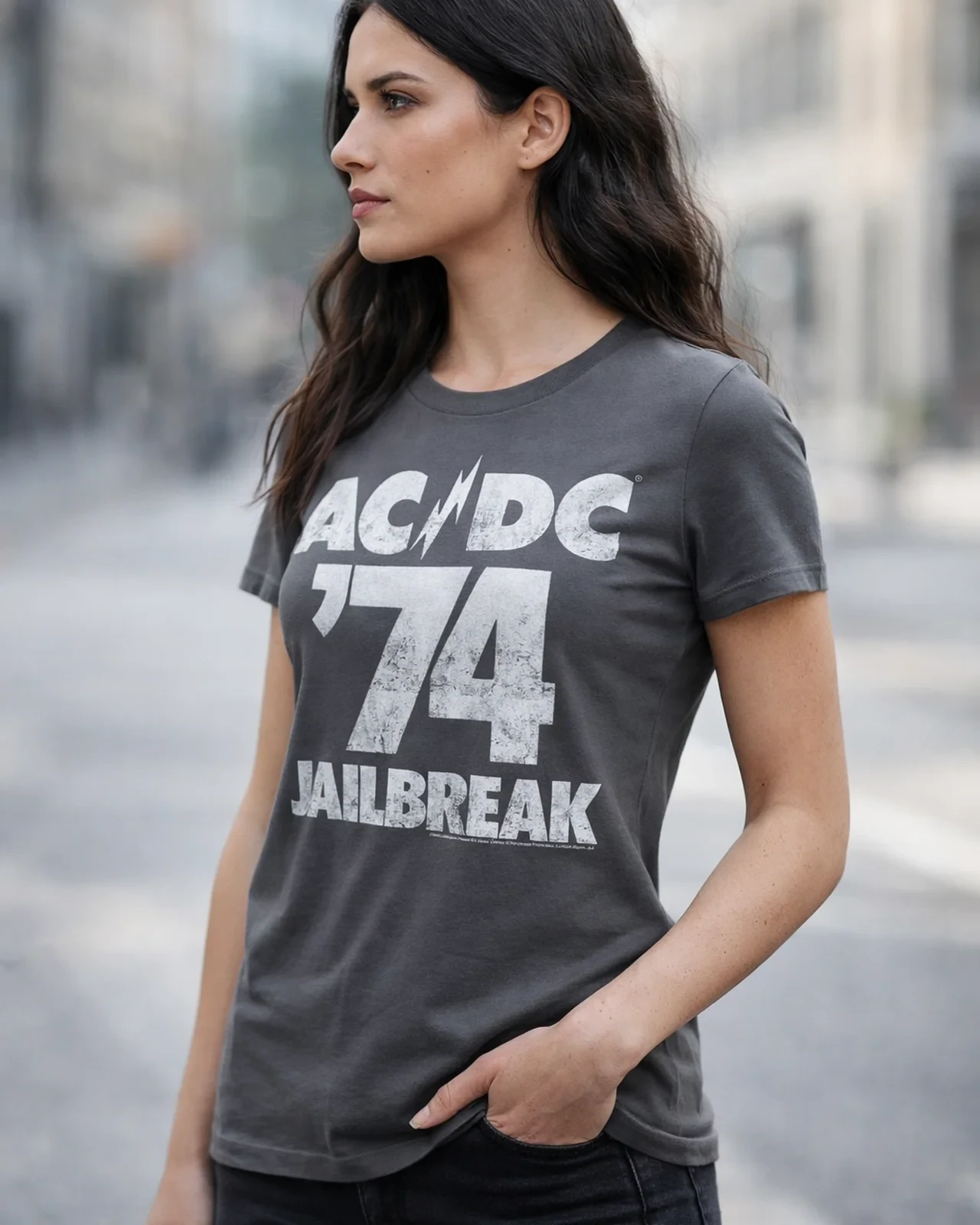 AC/DC 74 Jailbreak Girly Tee (XL Black)
