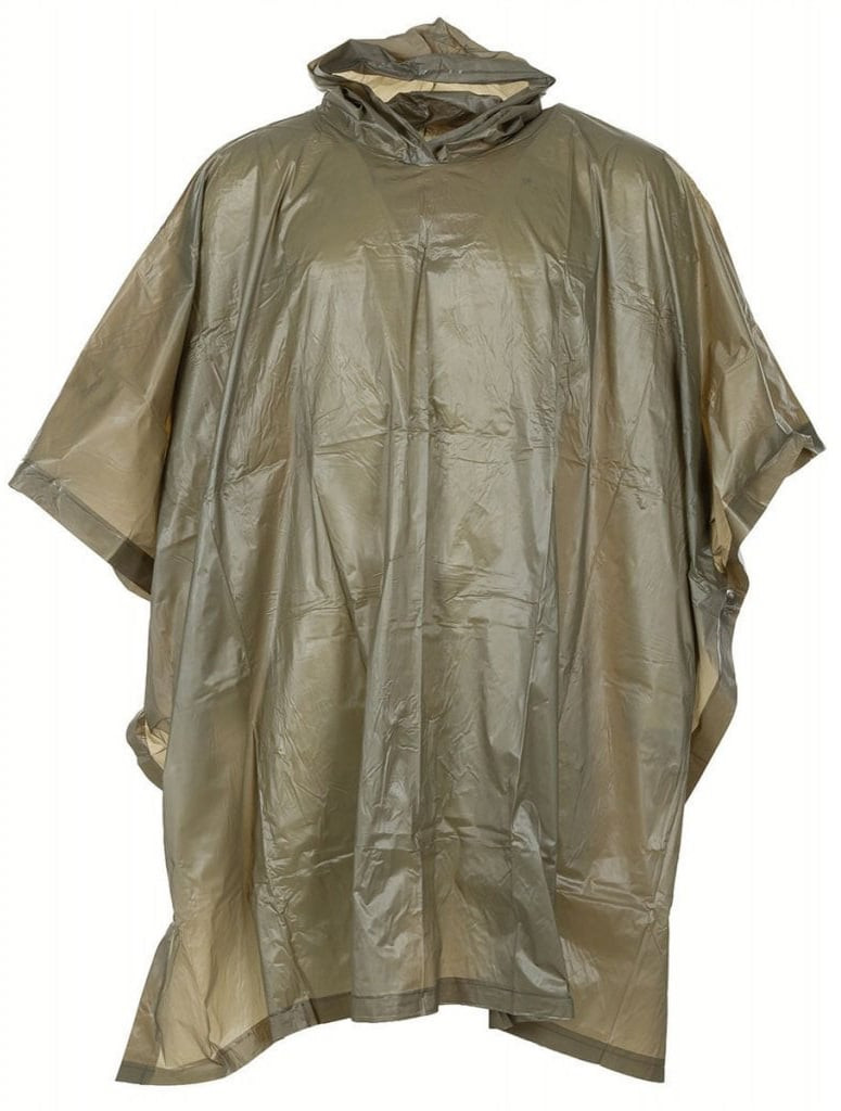 Olivgrön regnponcho i vinyl