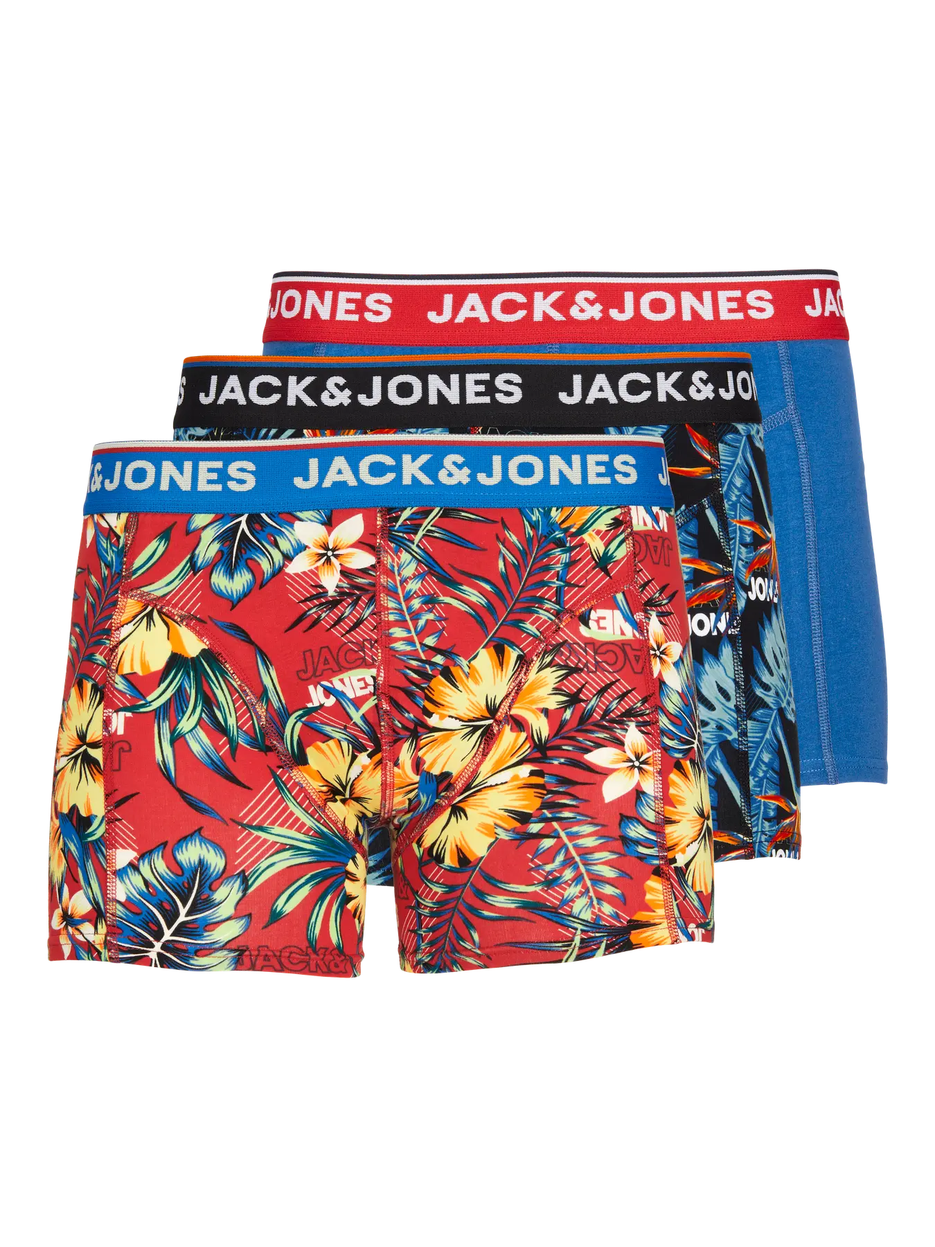 JACAZORES Trunks 3-Pack (XL Black Pompain red - Blue lolite)