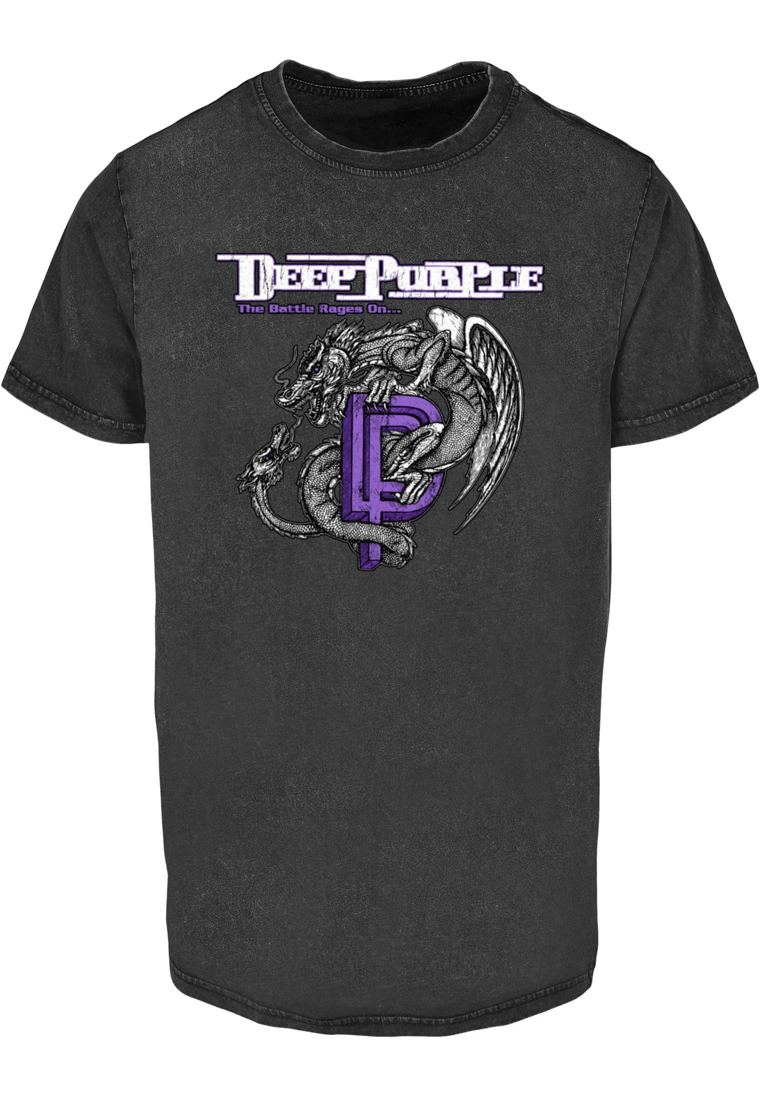 Drake med text Deep Purple Dragon Drake T-shirt – svart (S svart)