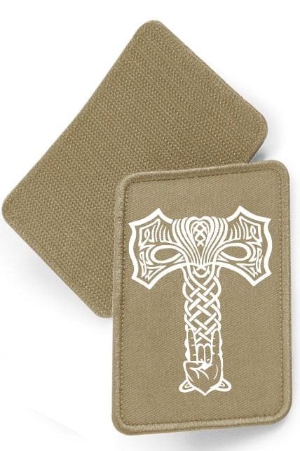 Rocking mjölnir - tygpatch med kardborre (Desert sand Onesize)