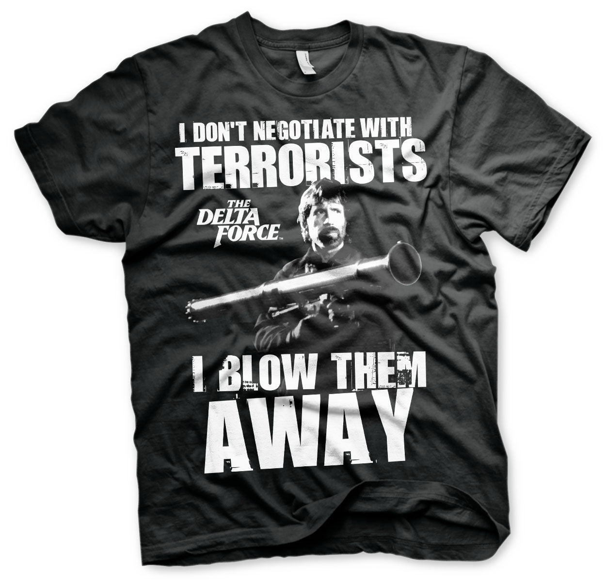 The Delta Force Chuck Norris I Blow Terrorists Away T-shirt herr i svart (L svart)
