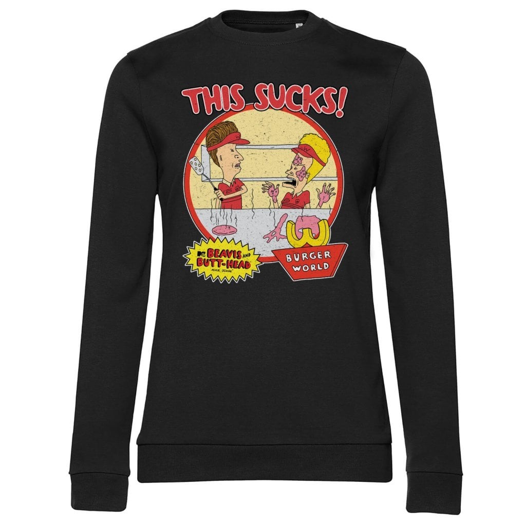 Beavis and Butt-Head - This Sucks Girly Sweatshirt (Black L)
