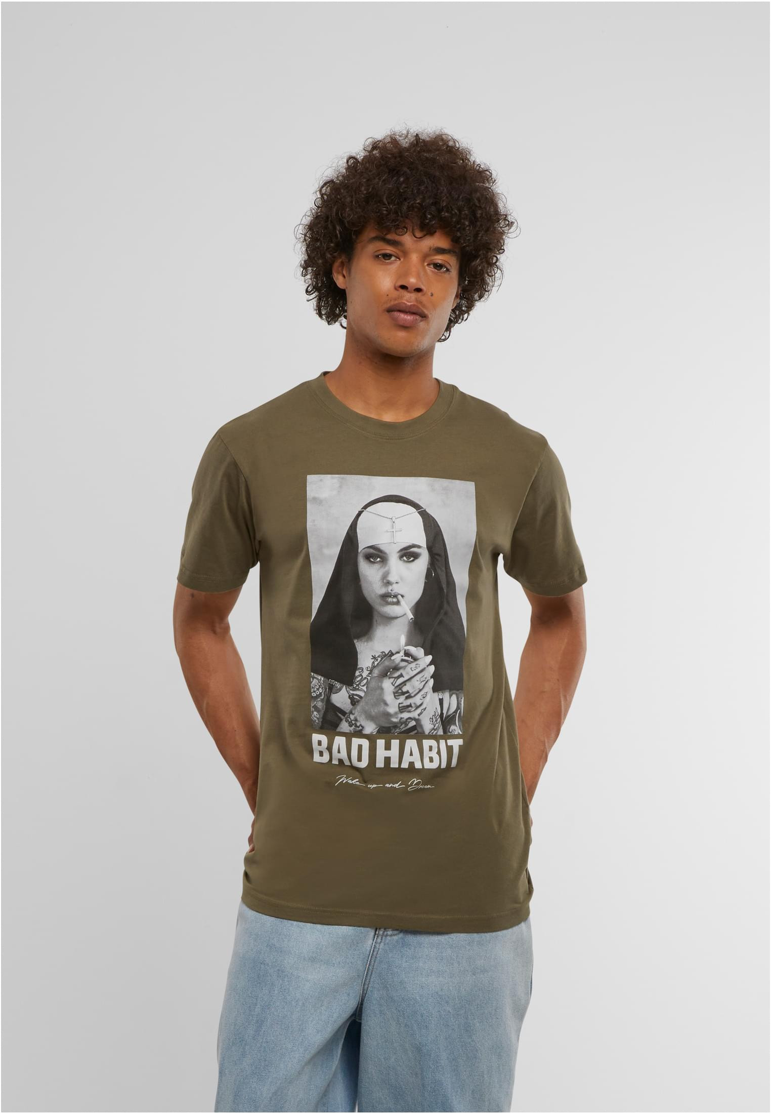 Bad Habit T-shirt herr i olive (L olivgrön)