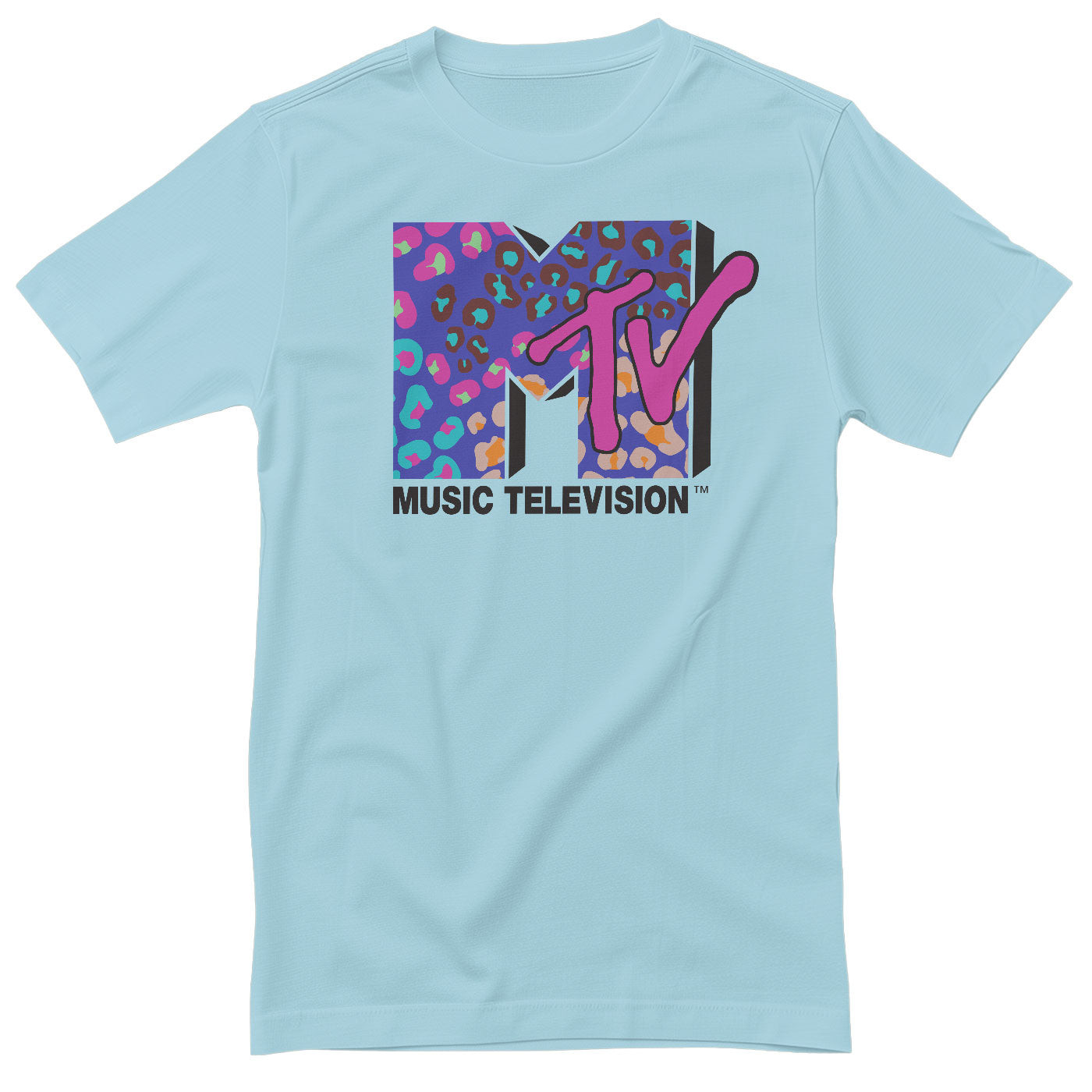 Colorful Leopard Pattern Logo MTV T-shirt i himmelblå (L skyblue)