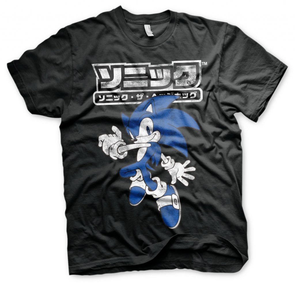 Sonic The Hedgehog Japanese Logo T-Shirt (S Black)