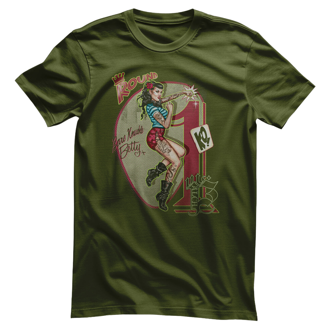 Alchemy - Bare Knuckle Betty T-Shirt (L Olive)