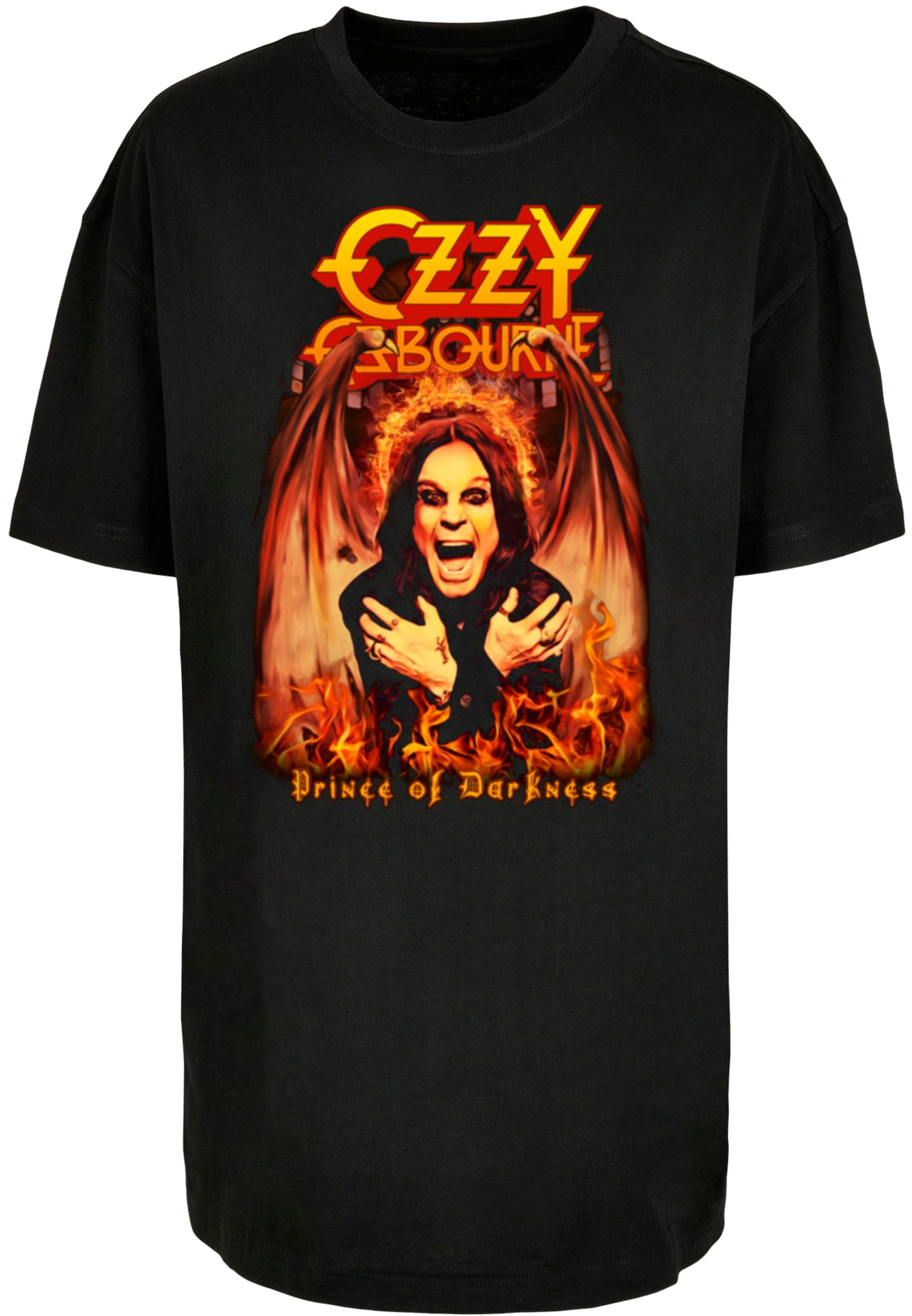 T-shirt med ozzy Osbourne med eldar– svart (L svart)