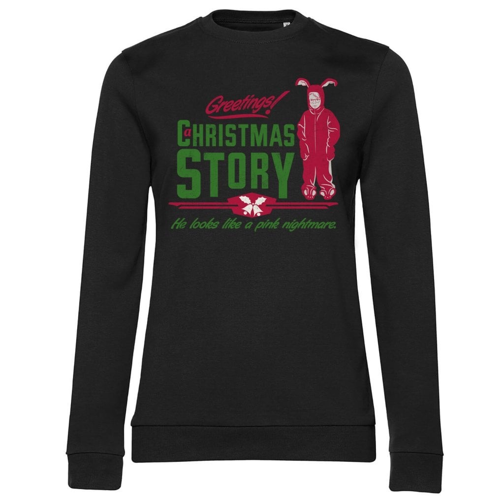 A Christmas Story - Pink Nightmare Girly Sweatshirt (Black L)