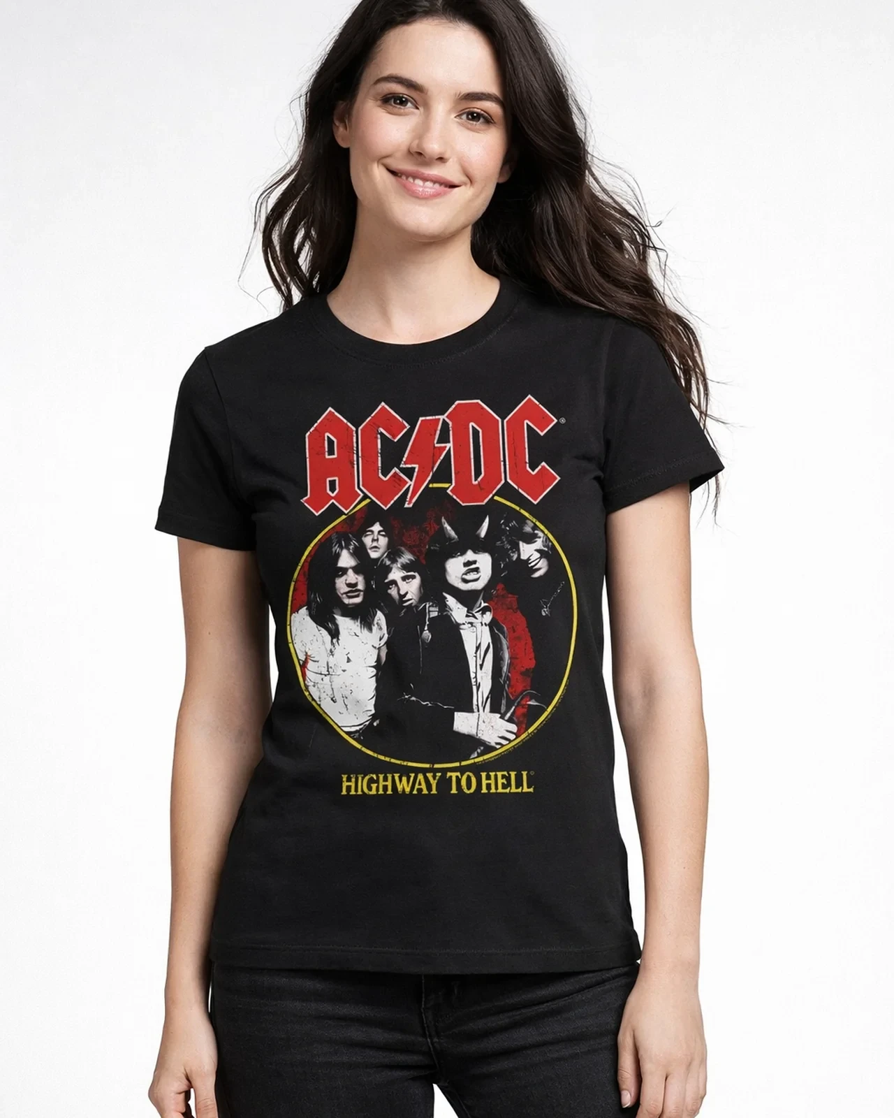 AC/DC - Highway To Hell 1979 Tour Girly Tee (Black L)