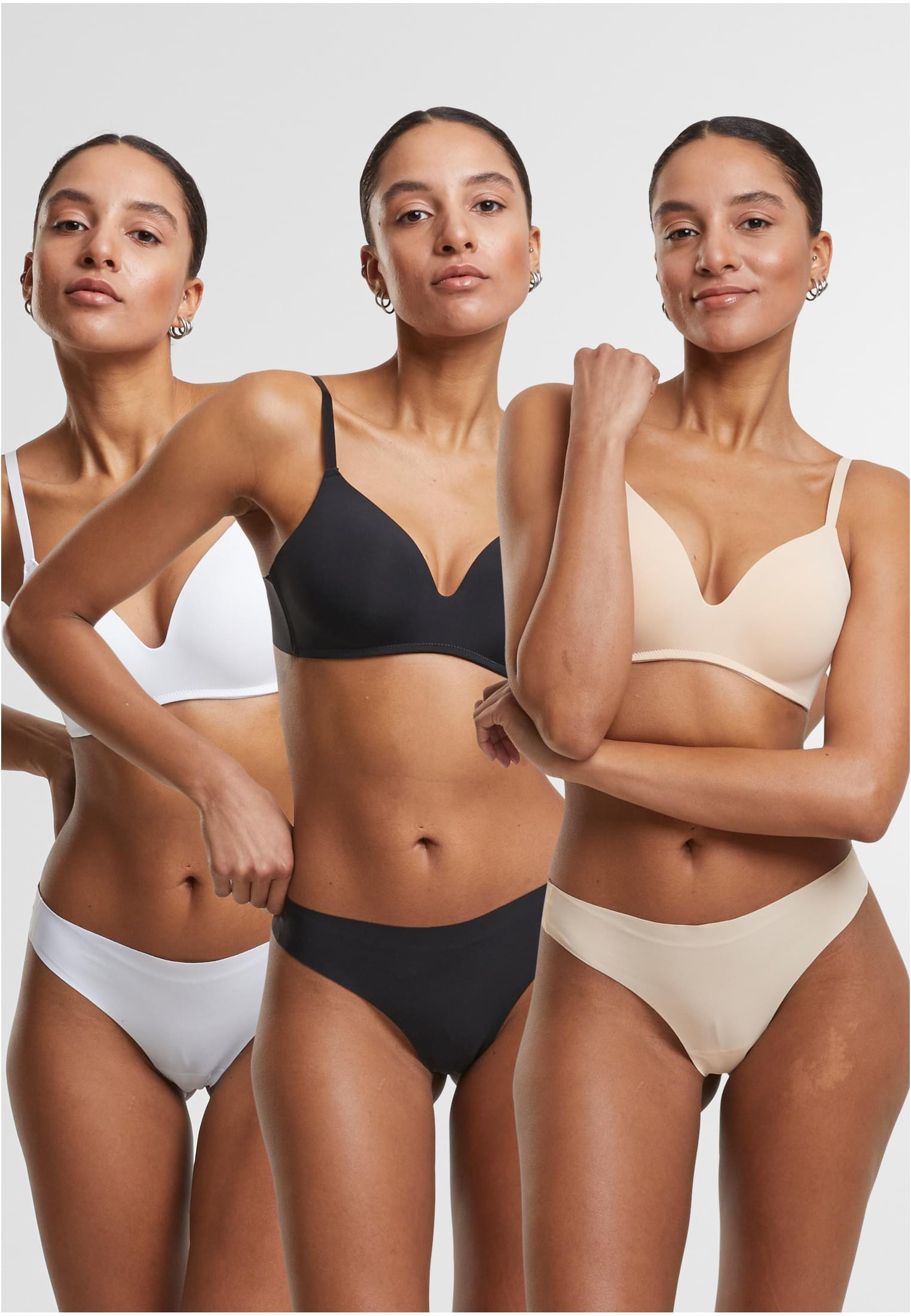 Laserskurna tangatrosor med stretch – 3-pack (L black+white+nude)