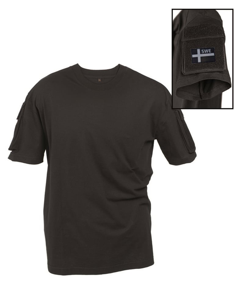 Svart Tactical T-shirt - SWE gray flag (M)