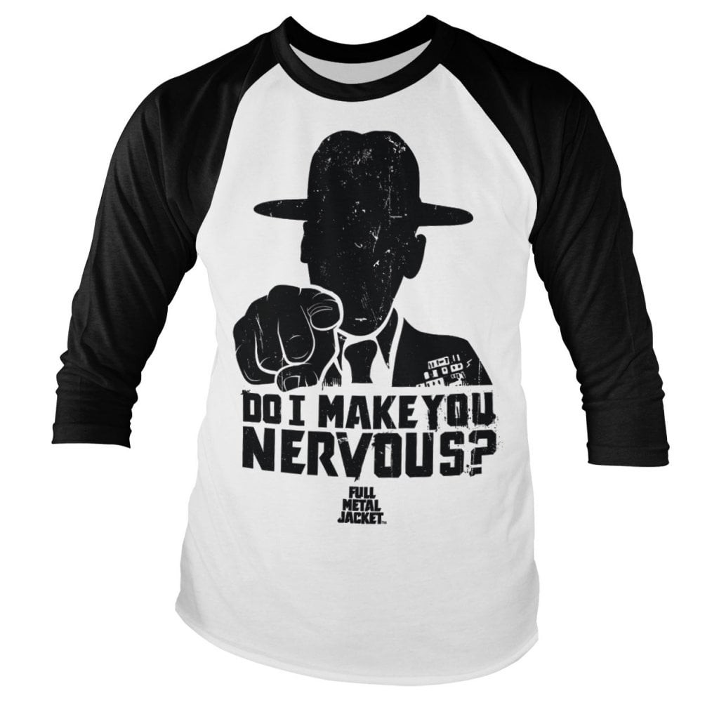 Full Metal Jacket - Do I Make You Nervous Baseball Long Sleeve Tee (S WhiteBlack)