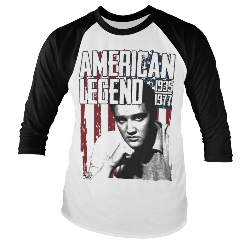 Elvis Presley - American Legend Baseball 3/4 Sleeve Tee (S Vit-Svart)