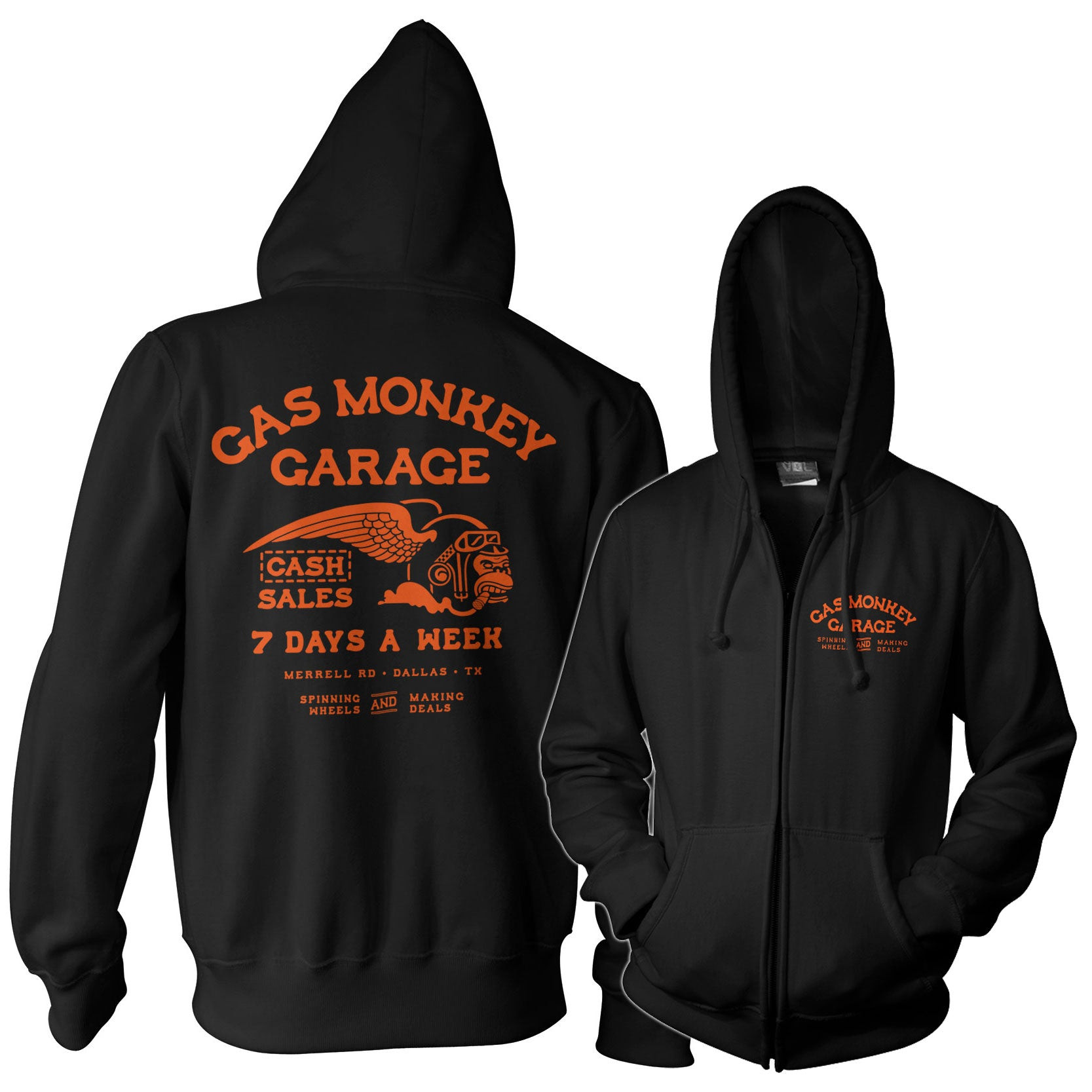 Cash Monkey Zipped Hoodie (L Black)