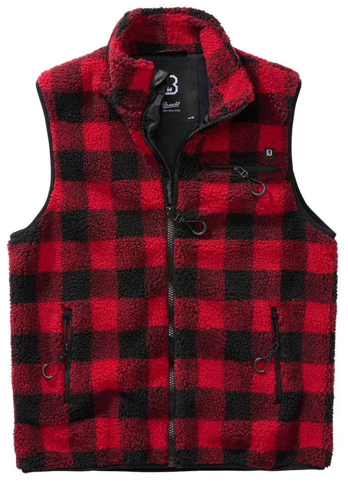 Skogshuggarväst i teddyfleece - röd/svart (M red/black)