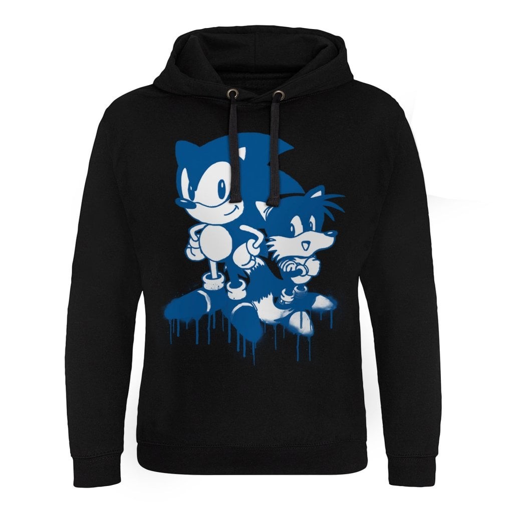 Sonic and Tails Sprayed Epic Hoodie Herr (Black L)