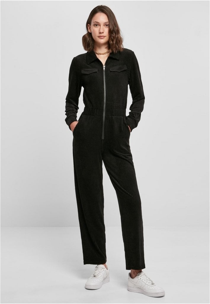 Ladies Velvet Rib Boiler Suit (black 3XL)