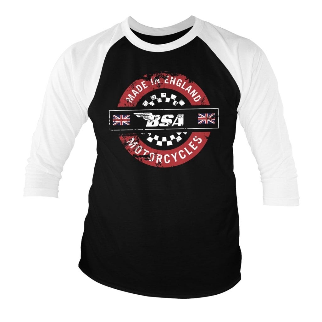 B.S.A. - Made In England Baseball 3/4 Sleeve Tee (S WhiteBlack)