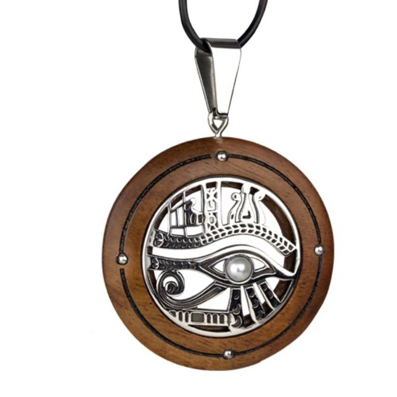 "Eye of Horus" trähänge halsband
