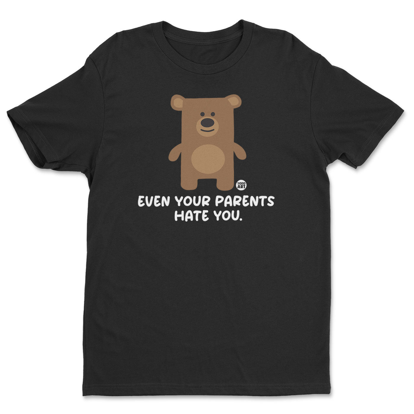 Even Your Parents Hate You Don't Care Bear T-shirt i svart (3XL svart)