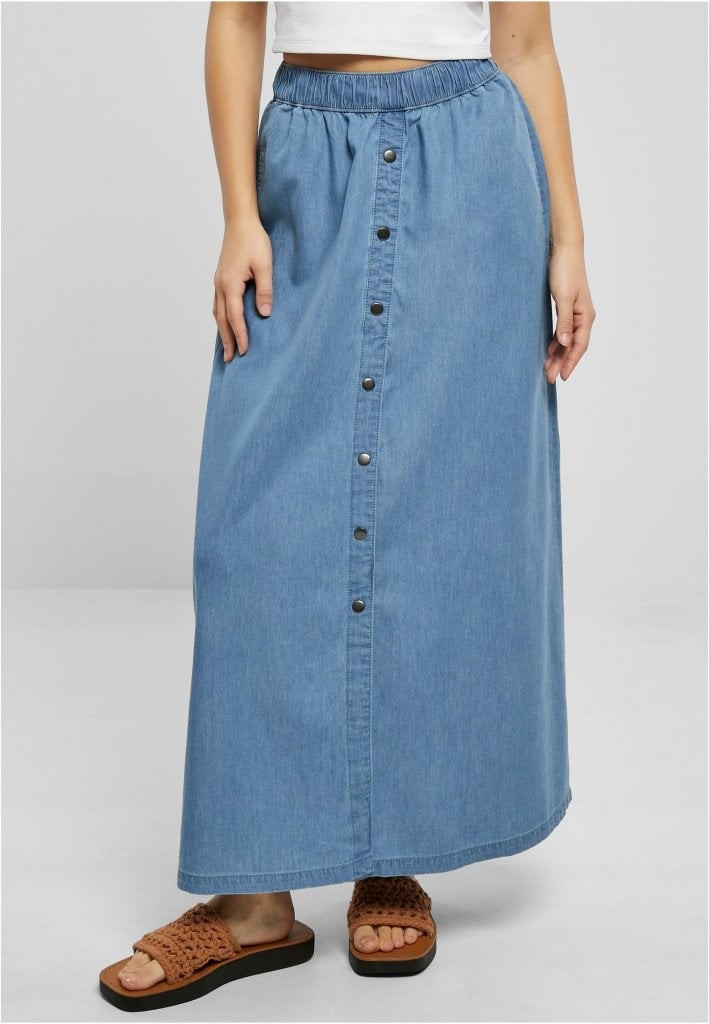 Lång tunn jeanskjol (skyblue washed XS)