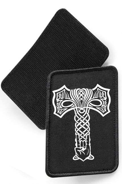 Rocking mjölnir - tygpatch med kardborre (Black Onesize)